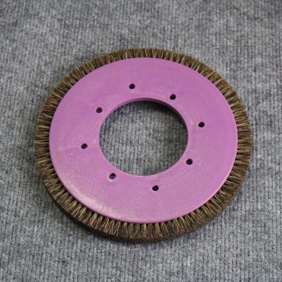 Op maat gemaakte stentermachineonderdelen Borstelwiel Purper Plastic Body Mixed Bristle Pig Hair 8 Holes