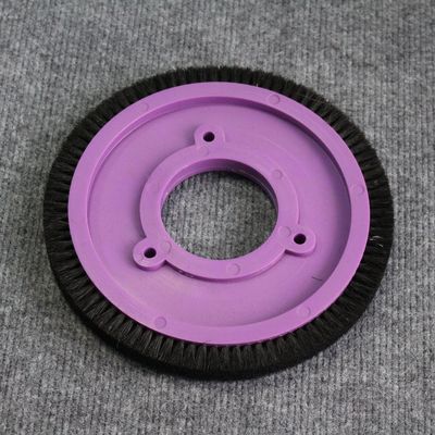 Op maat gemaakte stentermachineonderdelen Borstelwiel Purper Plastic Body Mixed Bristle Pig Hair 8 Holes